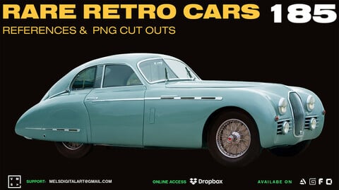 185 Rare Retro Cars Cut out Reference Images