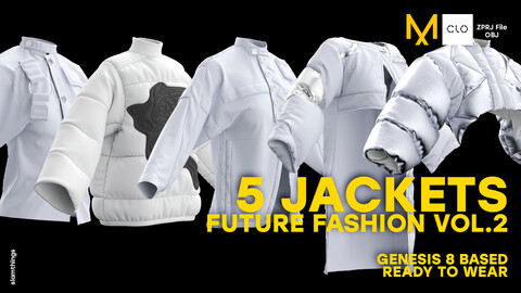 Future Fashion Jackets Pack Vol.2 - Clo3D / Marvelous Designer + OBJ / NO TEXTURE / DIGITAL FASHION