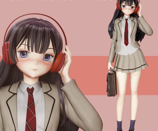 Blender 3.0 - Anime School Girl modeling 