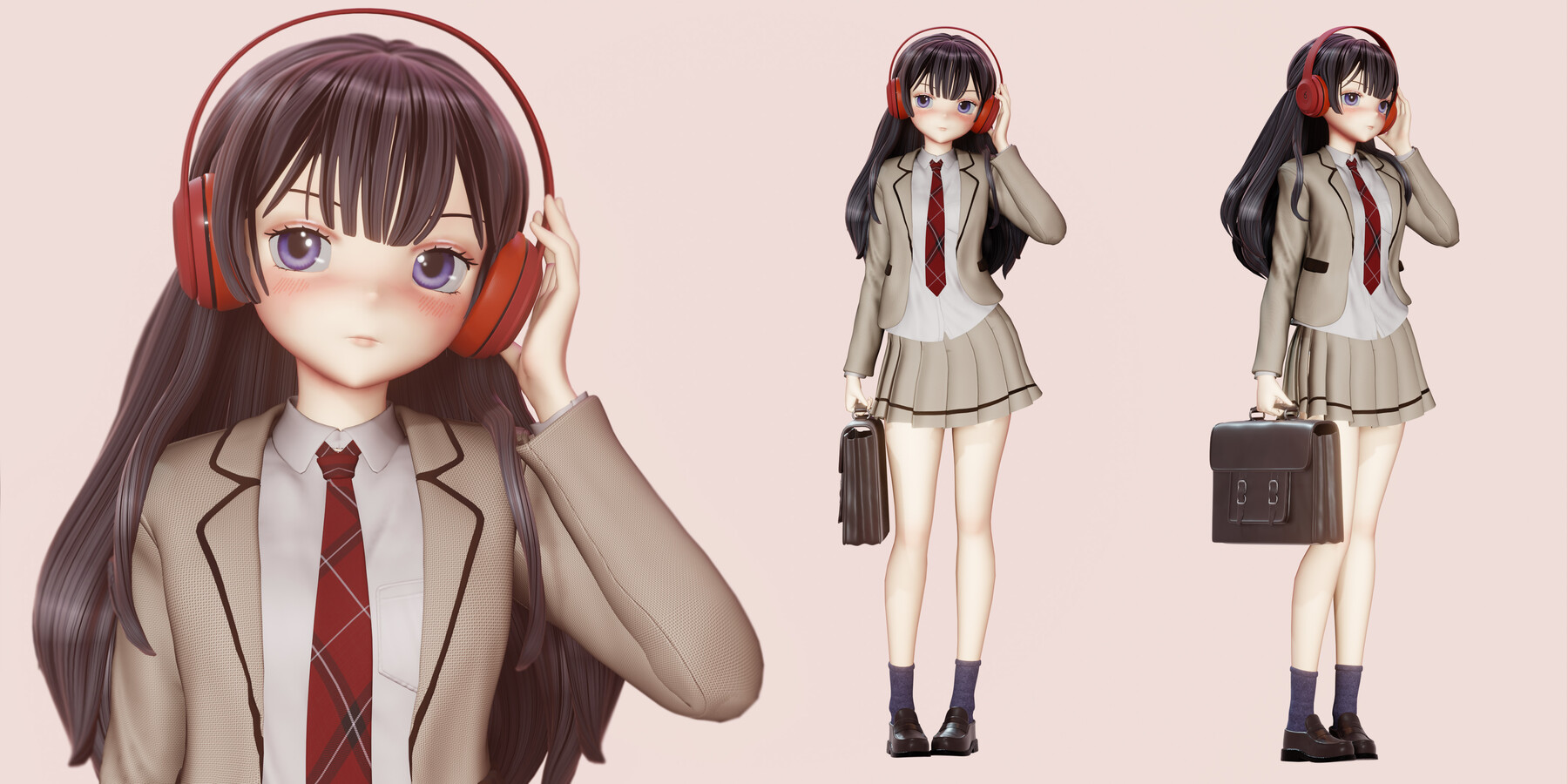 Blender 3.0 - Anime School Girl modeling 