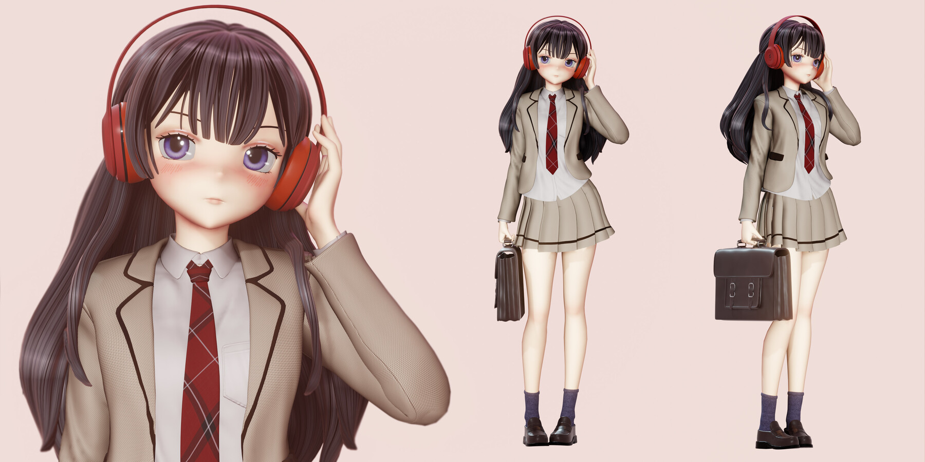 ArtStation - Anime School Girl - Blender 3.0 Full Process videos & 3D model  | Tutorials