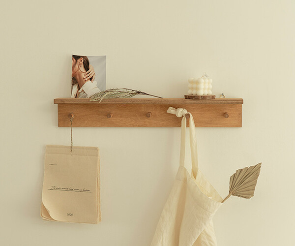 ArtStation Natural wood hook shelf Resources