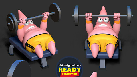 Patrick Star lifts weights