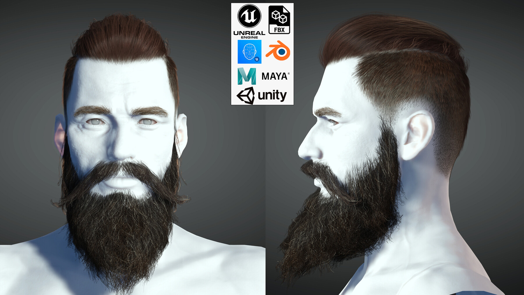 ArtStation - Realistic Hair Beard brows mustache p3 | Game Assets