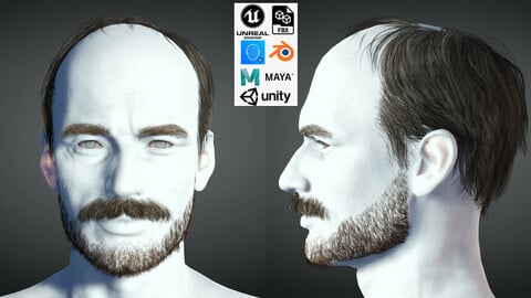 Realistic Hair Beard brows mustache p5