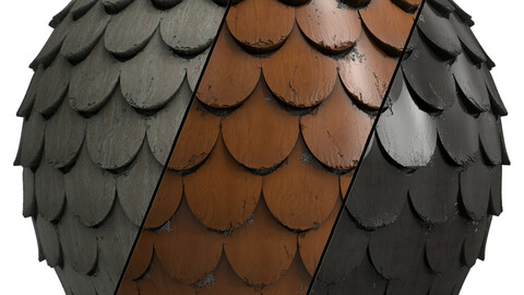 Roof Tile Materials 17- Wood Roof By 3 color, Pbr By Sbsar, 4k