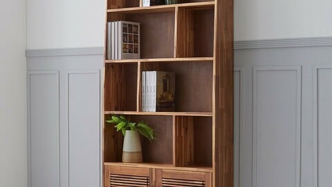 Cassia wood bookshelf 900