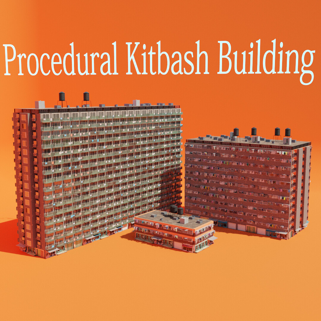 ArtStation Blender Procedural Building (Kitbash Geonode) Resources