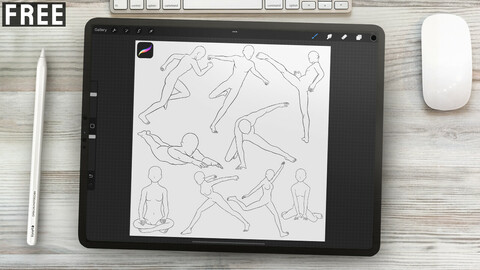 FREE Male and Female Body Poses Stamps for Procreate