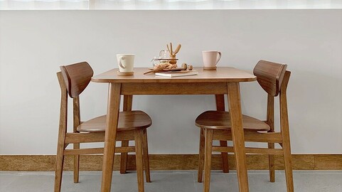 Rustic solid wood dining table set for two people 800