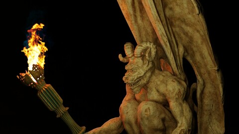 Old marble gargoyle low-poly PBR
