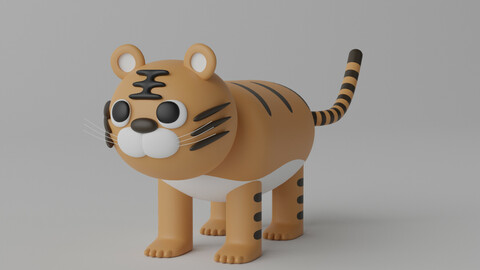 Cartoon Cute Tiger 3D Model