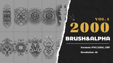 2000 High Quality Ornament Brushes & Alphas (4K) vol.1