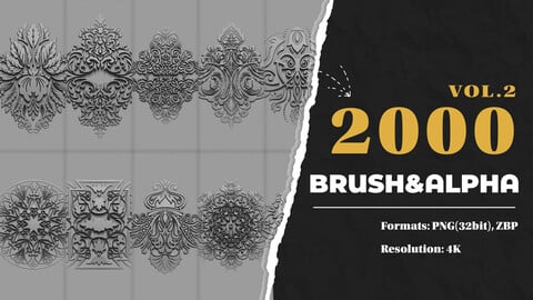 2000 High Quality Ornament Brushes & Alphas (4K) vol.2
