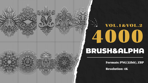 4000 High Quality Ornament Brushes & Alphas (4K) vol.1&vol.2