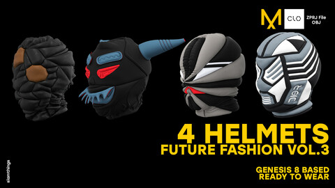 Future Fashion Helmet / Mask Pack Vol.3 - Clo 3D / Marvelous Designer + OBJ / NO TEXTURE / DIGITAL FASHION