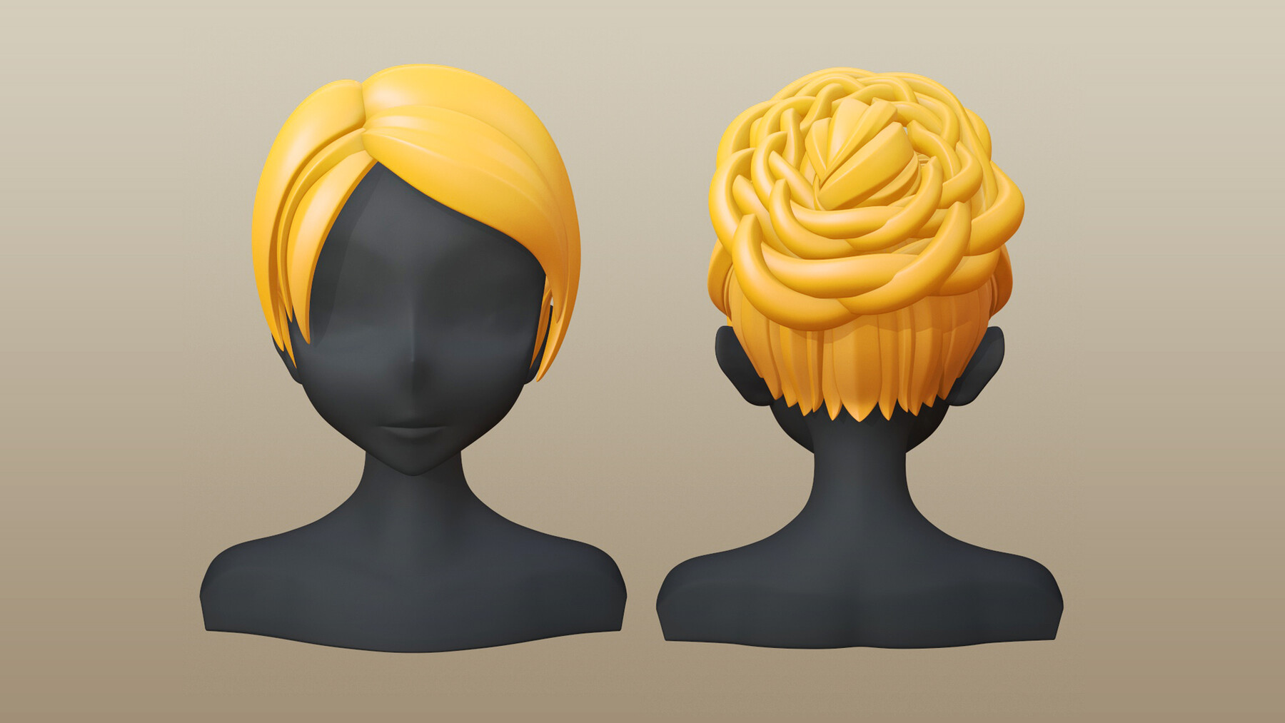 Set of Hair 3d model. Free download.