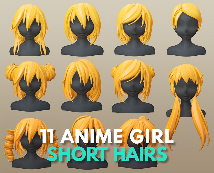 ArtStation - Character - 11 Anime Girl Short Hairs Collection