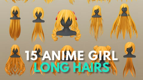 Character - 15 Anime Girl Long Hairs Collection