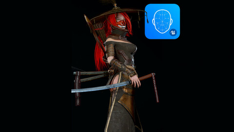 Samurai Ninja Girl Game ready model