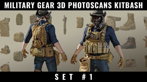 MILITARY GEAR 3D PHOTOSCANS KITBASH - SET #1