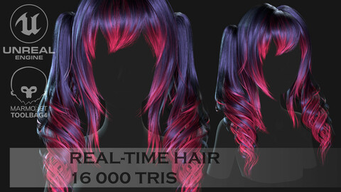 Game ready stylize hairstyle with tails