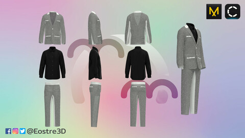 (Menswear) Glitter White Suit