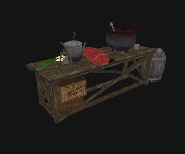 ArtStation - Game Asset - Table for preparing the stew | Game Assets