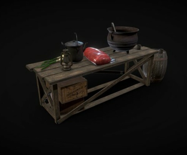 ArtStation - Game Asset - Table for preparing the stew | Game Assets