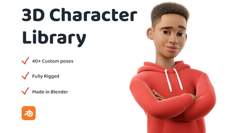 Cartoon Black Man Teen Rigged 3D model