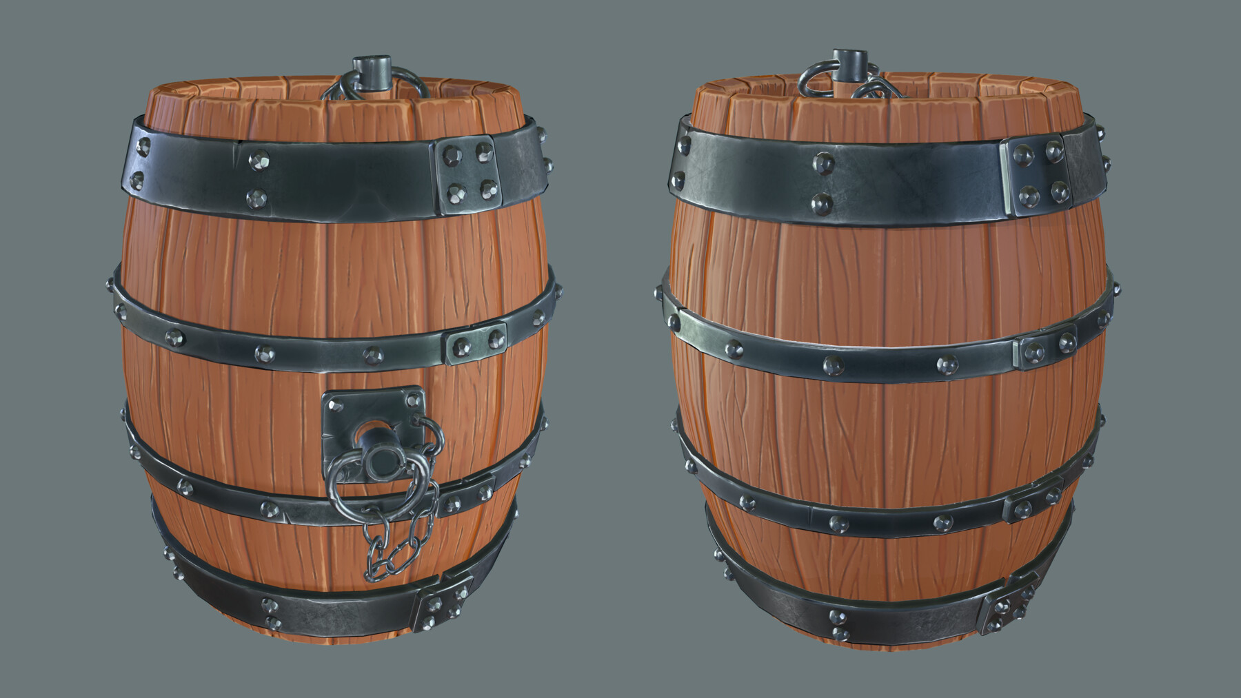 ArtStation Stylized Old Wooden Barrel Prop Game Assets