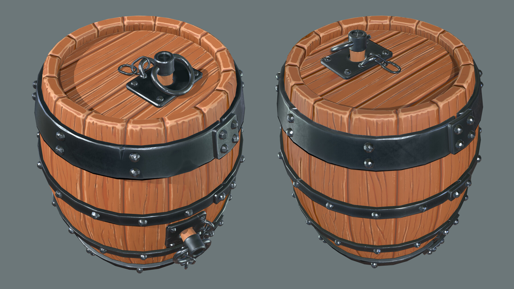 ArtStation Stylized Old Wooden Barrel Prop Game Assets