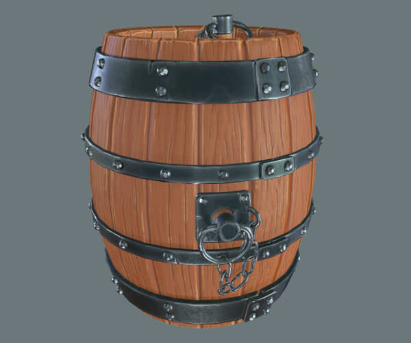 ArtStation Stylized Old Wooden Barrel Prop Game Assets