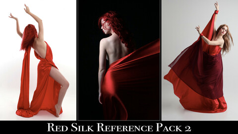 x140 Red Silk Fabric drapery - Pose Reference Pack