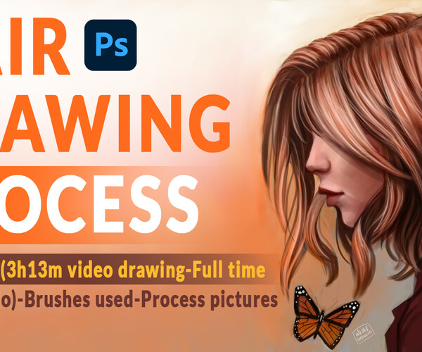 ArtStation Hair drawing process by me+Hair brushes (VOL 1) Tutorials