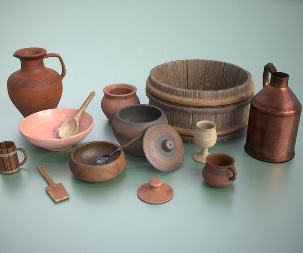 ArtStation Medieval tableware set 1. Game Assets