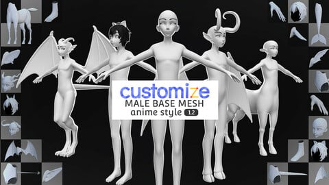 Customize Male Base Mesh-Anime Style