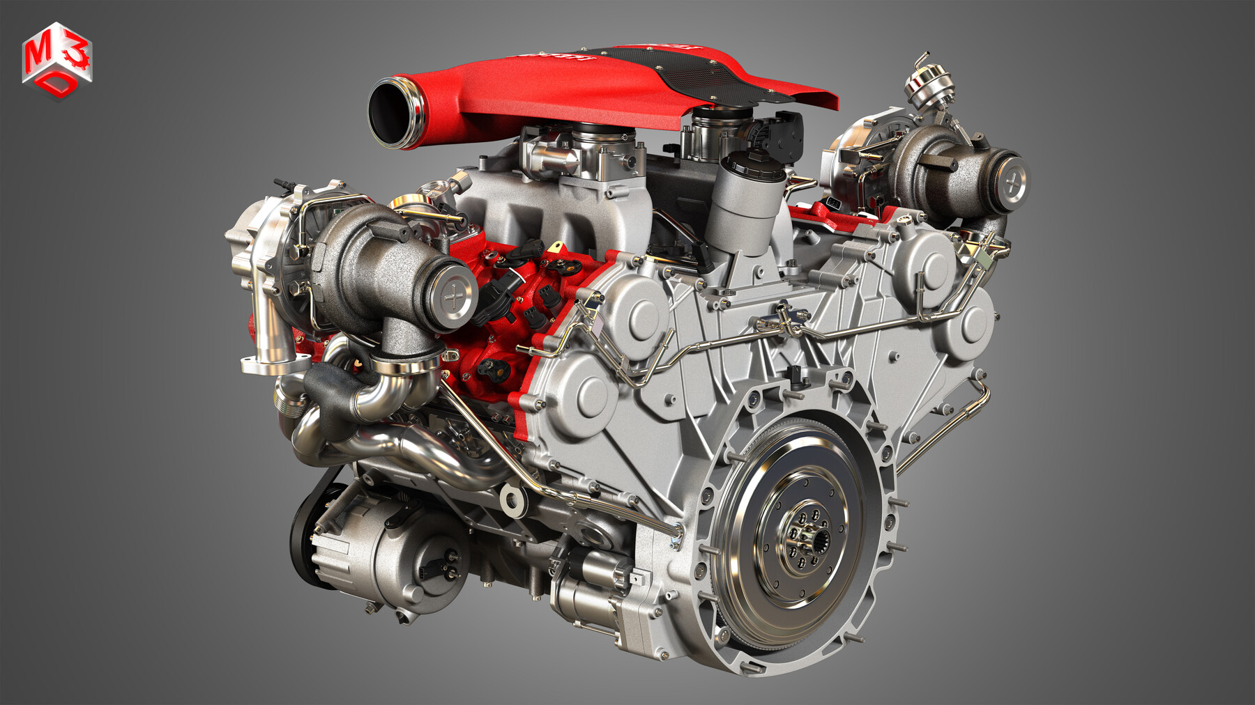 ArtStation - Ferrari 458 Twin Turbo Engine 3D Model