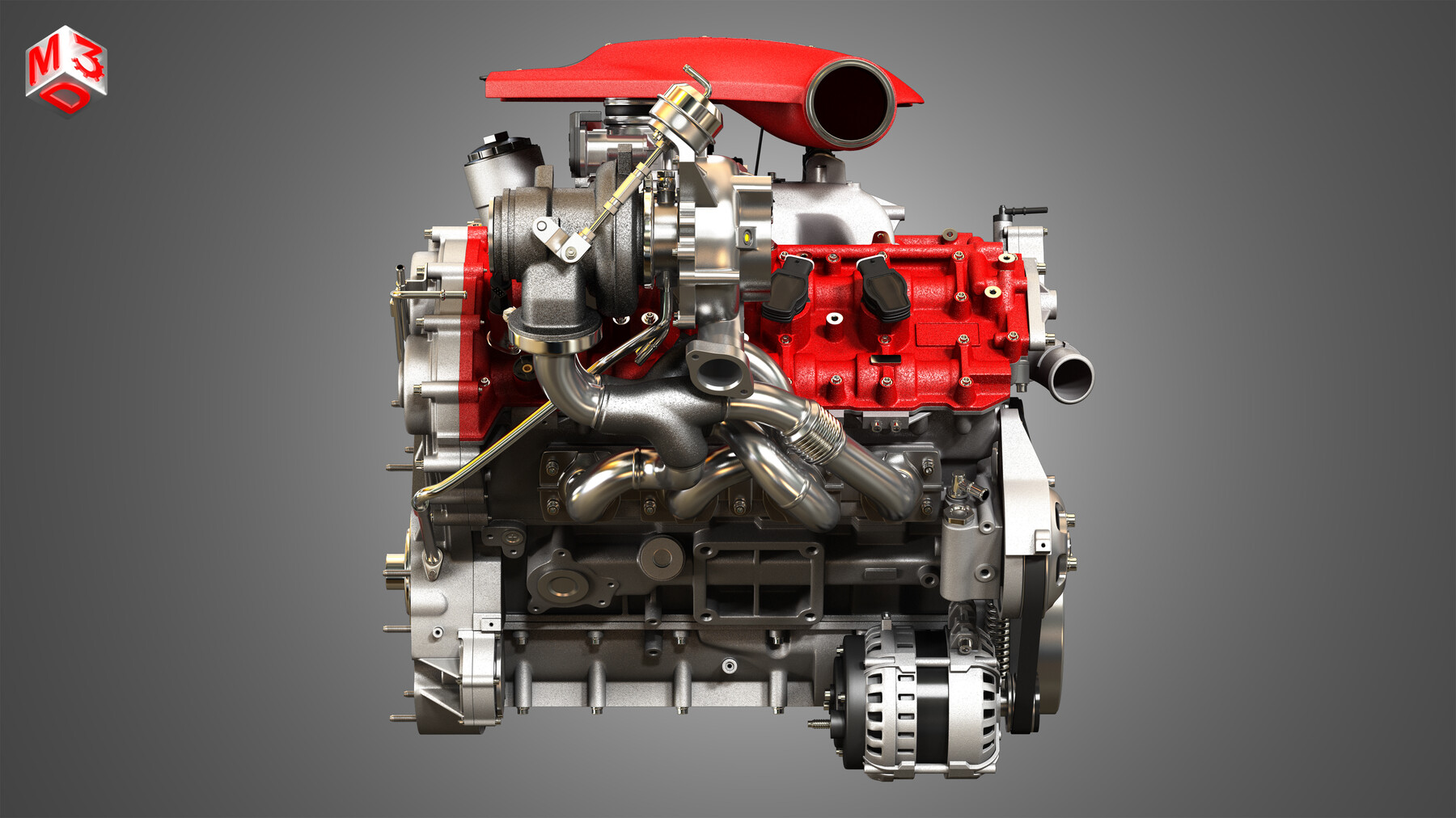 ArtStation - Ferrari 458 Twin Turbo Engine 3D Model