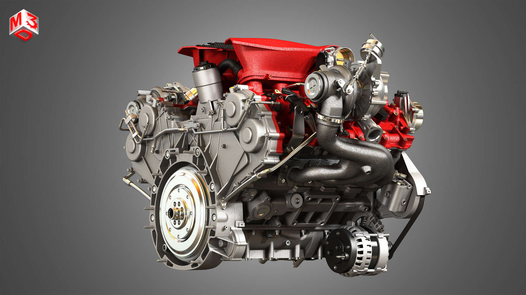 ArtStation - Ferrari 458 Twin Turbo Engine 3D Model