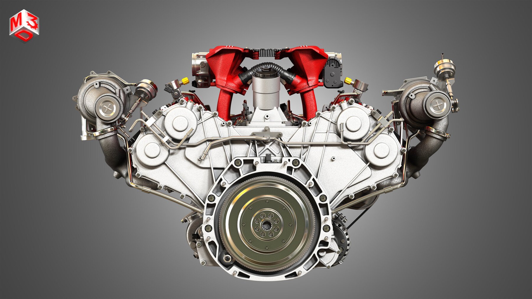 ArtStation - Ferrari 488 GTB Engine - V8 Twin Turbo Engine | Resources