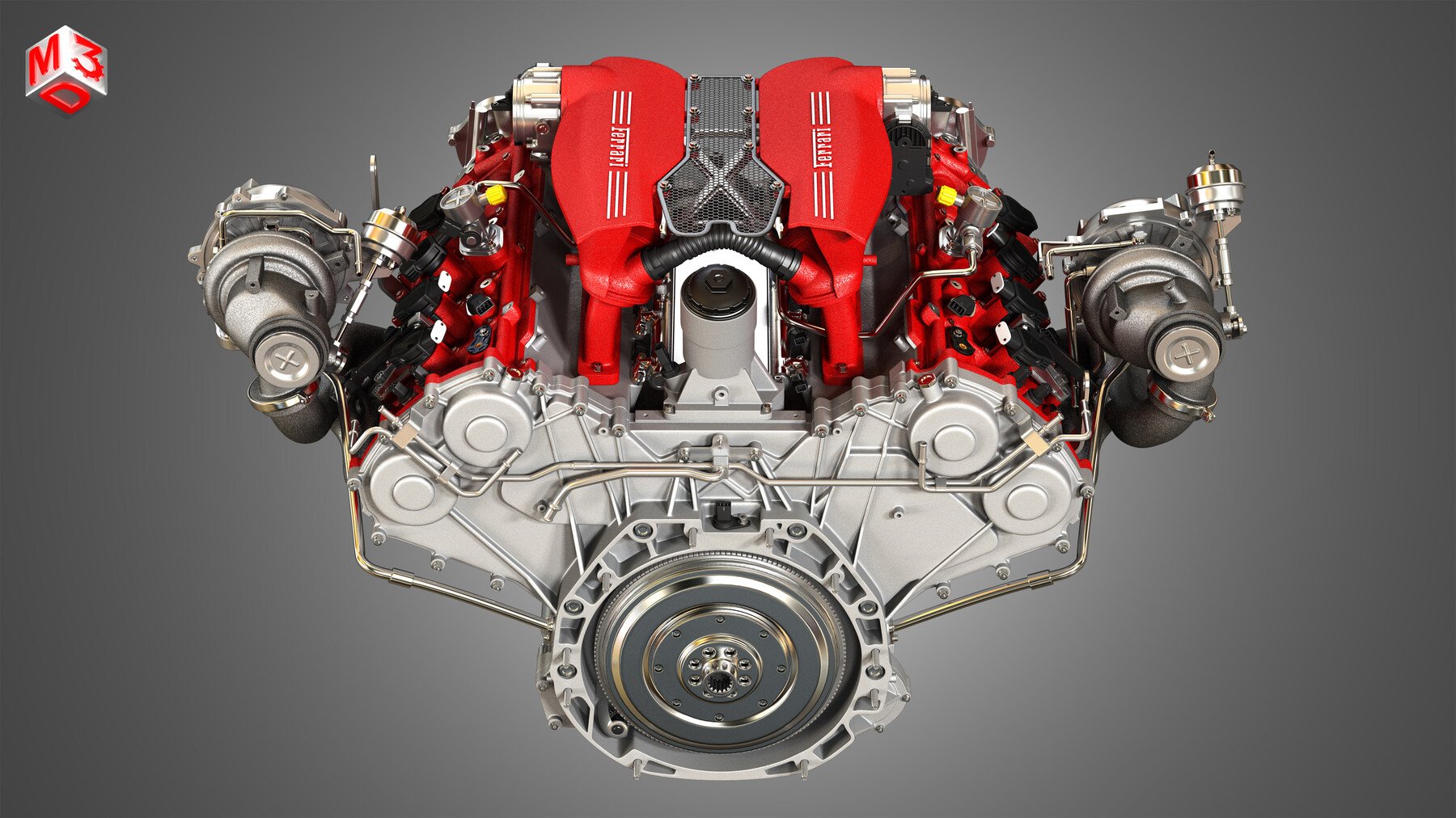 ArtStation - Ferrari 458 Twin Turbo Engine 3D Model