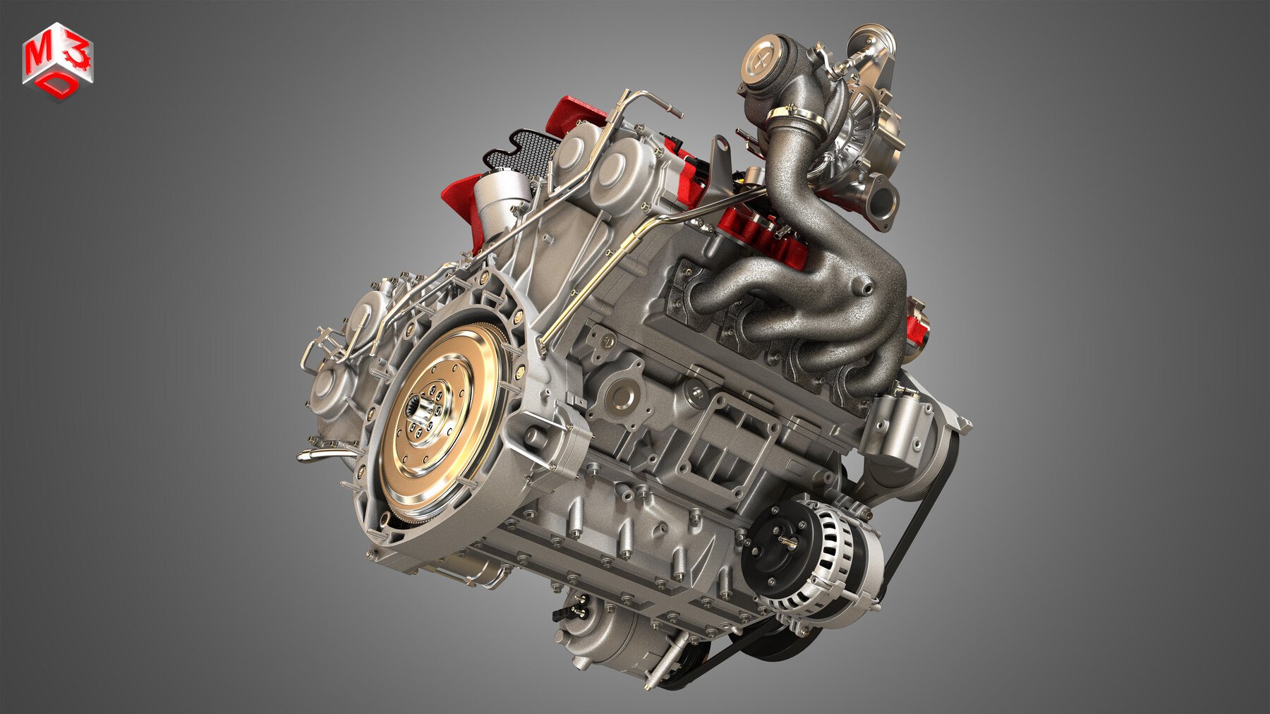 ArtStation - Ferrari 458 Twin Turbo Engine 3D Model