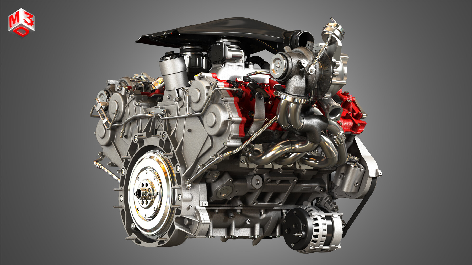 ArtStation - 488 Pista Engine - V8 Twin Turbo Engine | Resources