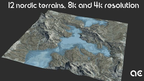 Nordic Terrains Collection | 12 Terrains at 8k resolution, Height map+Texture+Mesh