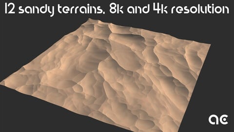Sandy Terrains Collection Vol.1 | 12 Terrains at 8k resolution, Heightmaps+Textures+Mesh