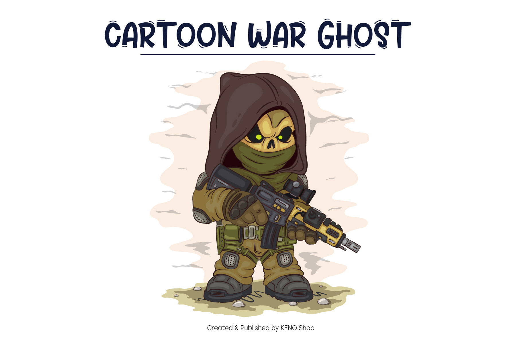 ArtStation - Cartoon War Ghost. T-Shirt, PNG, SVG. | Artworks, image size:1800x1201