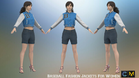 Baseball Fashion Jackets For Women, marvelous designer,clo3d