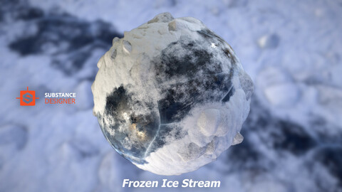 Frozen Ice Stream PBR Material - procedural (.sbs / 4k textures + .SBSAR)