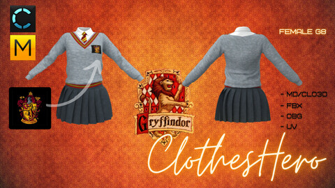 Griffindor for Female (Shirt+Cardigan+Skirt)